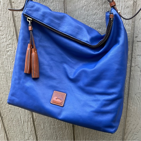 Dooney Bourke Newbury Leather Sloan Dixon Crossbody Bag Cobalt Blue & Tan 👜💙 - Picture 7 of 16